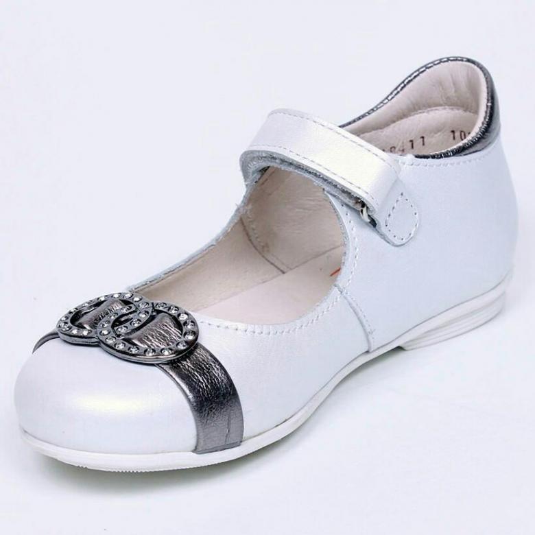 Туфли школьные ц.бел/серебро 10214(2)-КП-9,231 фото 1