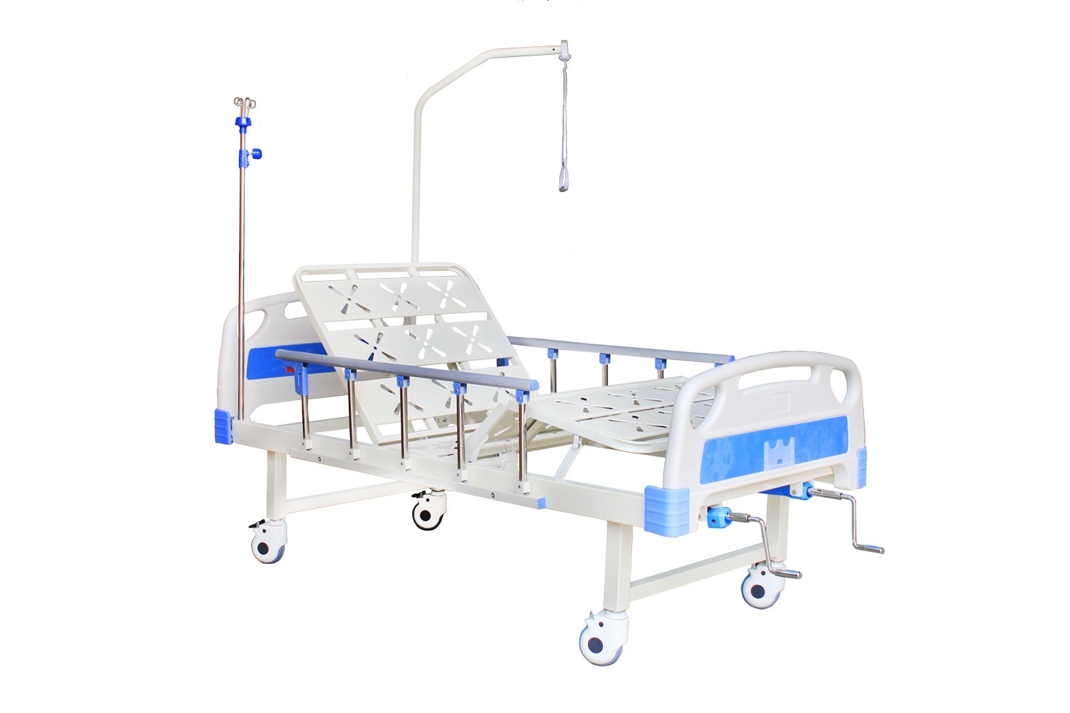 Кровать функциональная 4-х секционная механическая (цвет белый/синий) DHC FB-4 фото 1